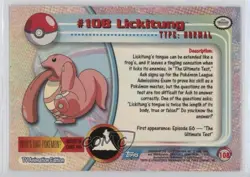 Lickitung Topps Pokemon TV Animation Edition Series 2 #108 2000 8d4 - Image 2