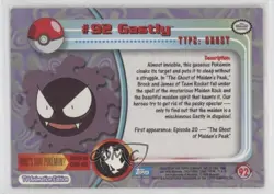 Gastly Topps Pokemon TV Animation Edition Series 2 #92 2000 1fc1 - Image 2