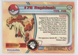Rapidash Topps Pokemon TV Animation Edition Series 2 #78 2000 0l4h - Image 2