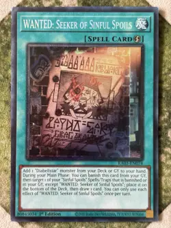 YuGiOh WANTED: SEEKER OF SINFUL SPOILS Prismatic Collector’s Rare RA03-EN074 - Image 2
