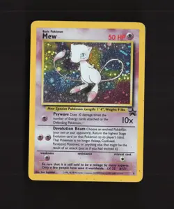 Mew 9 WOTC Black Star Promo Cosmos Holo SWIRL Vintage Pokemon Card DMG - Image 1