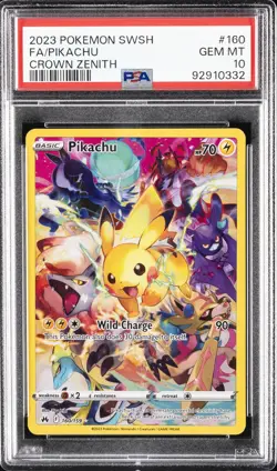 2023 POKEMON SWORD & SHIELD CROWN ZENITH #160 FULL ART/PIKACHU PSA 10 - Image 1