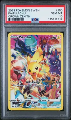 2023 POKEMON SWORD & SHIELD CROWN ZENITH #160 FULL ART/PIKACHU PSA 10 - Image 1