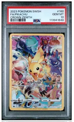 2023 POKEMON SWORD & SHIELD CROWN ZENITH #160 FULL ART/PIKACHU PSA 10 - Image 1