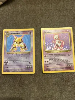 Vintage Pokemon Lot Alakazam Holo Shadowless Mewtwo Base 2 Holo - Image 1
