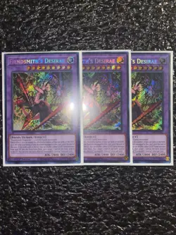 Yugioh 3x Fiendsmith's Desirae RA04-EN056 Secret Rare 1st Edition Near Mint - Image 1