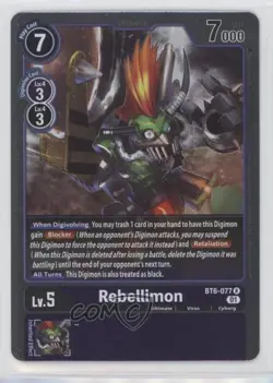 2021 Digimon Card Game - Double Diamond Rare Rebellimon #BT6-077 7ba - Image 1