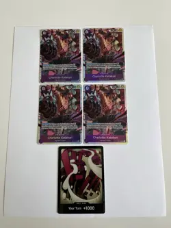 One Piece OP11 Charlotte Katakuri SR PLAYSET (X4) Plus Katakuri DON!! Card - NM - Image 1