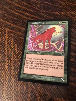 MTG Magic The Gathering Howling Wolf Creature 252 / 350 1999 Heather Hudson - Image 1