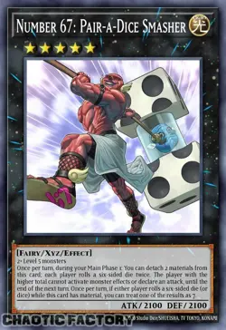 YUGIOH JUSH-EN058 Number 67: Pair-a-Dice Smasher Super Rare 1st Edition NM - Image 1