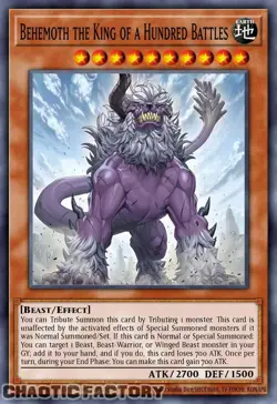 YUGIOH JUSH-EN050 Behemoth the King of a Hundred Battles Super Rare 1st Edition - Image 1