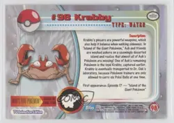 Krabby Silver Foil Topps Pokemon TV Animation Edition Series 2 #98 2000 0l4h - Image 2