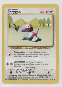 Porygon Pokemon Base Set #39 1999 0jf5 - Image 1