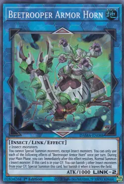 YUGIOH..BEETROOPER ARMOR HORN..DAMA-EN088..NM/MT/NP..1ST EDITION..SUPER RARE - Image 1