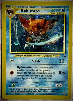 Pokemon TCG Kabutops Neo Discovery Holo Card 6/75 Unlimited SWIRL MP-HP - Image 1