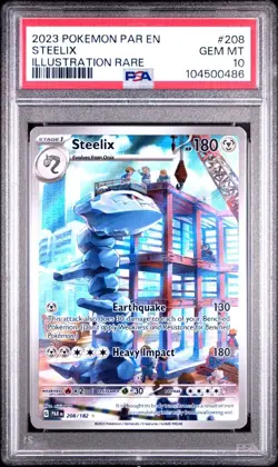 Pokemon TCG Steelix Paradox Rift Holo Illustration Rare Card PSA 10, 208/182 - Image 1