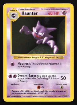 Pokemon Haunter 29/102 WotC Base Set Shadowless Unlimited MP - Image 1