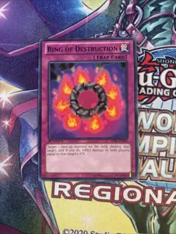 (YBL) Yugioh - Ring Of Destruction (Black Text Rare) (1st Edition) BP01-EN050 LP - Image 1