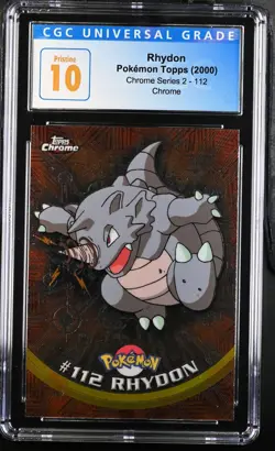 CGC 10 Pristine Rhydon #112 Topps Chrome Series 2 2000 Pokemon Card - Image 1