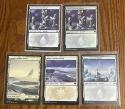 MTG Snow-covered Lands Lot Of 5 - One Foil - Island 3x Plains 2x Light Play LP - Image 1