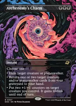 #307 Archenemy's Charm NM BORDERLESS Surreal Space MTG Edge of Eternities R - Image 1