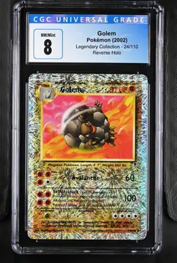 CGC 8 Golem Reverse Holo 24/110 Legendary Collection 2002 Pokemon Card - Image 1