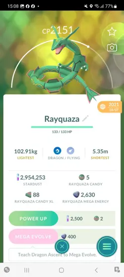 Pokemon Go Legendary Rayquaza ( Normal ) - Image 1