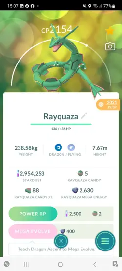Pokemon Go Legendary Rayquaza ( Normal ) - Image 1