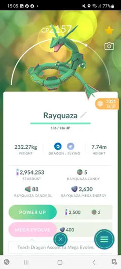 Pokemon Go Legendary Rayquaza ( Normal ) - Image 1