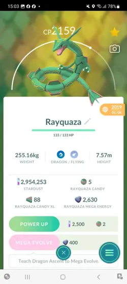 Pokemon Go Legendary Rayquaza ( Normal ) - Image 1