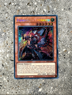 Yugioh TCG Fiendsmith Engraver INFO-EN017 Secret Rare 1st Edition NM-M - Image 1