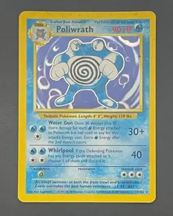 Pokemon Card Poliwrath 13/102 Base Set Holo - Heavily Played - Image 1