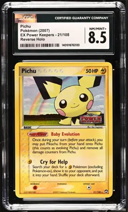 CGC 8.5 Pichu Reverse Holo 21/108 EX Power Keepers 2007 Pokemon Card - Image 1