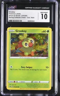 CGC 10 Grookey Cosmos Holo 010/202 Spring Collector Chest Promo Pokemon Card - Image 1