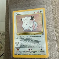 Pokemon TCG Clefairy Base Set 2 6/130 Unlimited Holo Rare NEAR MINT SWIRL - Image 1