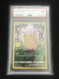 2021 POKEMON CELEBRATIONS #005 FULL ART / PIKACHU Red Cheeks PSA 9 MINT 5/25 - Image 1