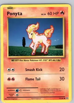 Pokemon TCG Ponyta XY Evolutions 19/108 Regular Common Card Played MP - Image 1