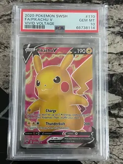 2020 Pokemon SWSH Pikachu V Vivid Voltage 170/185 PSA 10 GEM MINT - Image 1
