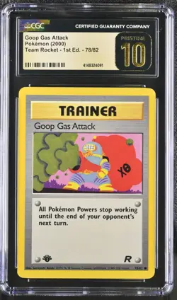 CGC 10 Pristine Goop Gas Attack 78/82 1st Edition Team Rocket 2000 Pokemon Card - Image 1