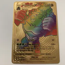 Rillaboom Vmax Rainbow Gold Foil Fan Art Textured Collector Pokemon Card PK1 - Image 1
