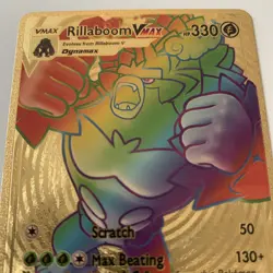 Rillaboom Vmax Rainbow Gold Foil Fan Art Textured Collector Pokemon Card PK1 - Image 2
