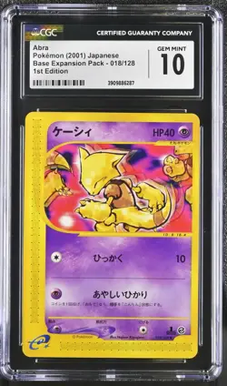 CGC 10 Abra 018/128 1st Edition Expedition 2001 Pokemon Card - Image 1