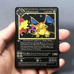 Pokemon Card Charizard Base Set 1999 Black Metal Card TCG - Metal Card - Image 1
