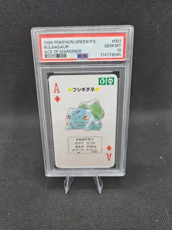 #001 Bulbasaur Ace of Diamonds 1996 Pokemon Green Deck Poker Card PSA 10 - Image 1