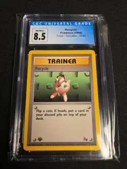 CGC 8.5 NM/MINT+ Recycle 1st Edition Fossil 61/62 Pokemon 1999 Non-Holo Trainer - Image 1