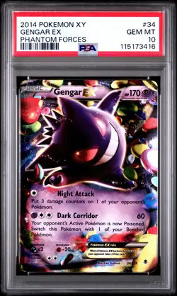 2014 Pokemon XY Phantom Forces 34 Gengar EX PSA 10 - Image 1