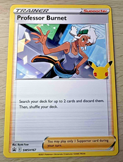 Pokemon Professor Burnet SWSH167 25th Celebrations Stamp Black Star Promo Card - Image 1