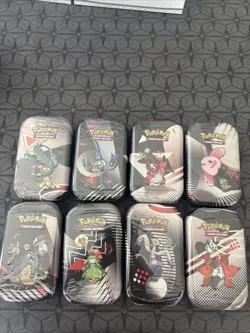 Pokemon Black Bolt + White Flare Unova Mini Tin Display (8) Full Art Set *NEW* - Image 1
