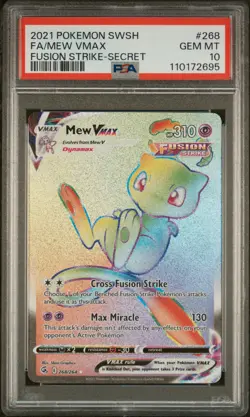 2021 POKEMON SWORD & SHIELD FUSION STRIKE SECRET #268 FULL ART/MEW VMAX PSA 10 - Image 1