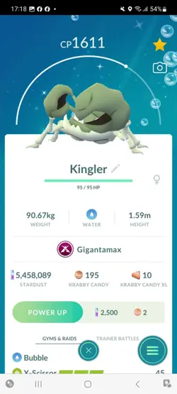 Pokemon Go Shiny Kingler ( Gigantamax ) - Image 1